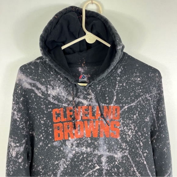 Cleveland Browns DAWG POUND Hoodie Sweatshirt Men’s Lrg Bleach Dyed Majestic - Picture 9 of 11